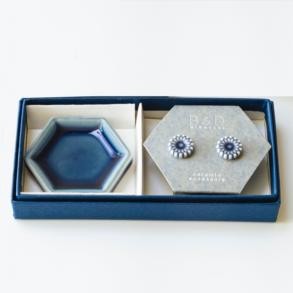 デイジーピアス 豆皿 セット ( 磁器 美濃焼 日本製 電子レンジ対応 皿 お皿 プレート 小皿 ピアス アクセサリー おしゃれ アクセサリートレー トレー トレイ アクセサリー入れ ) 【紺】 紺