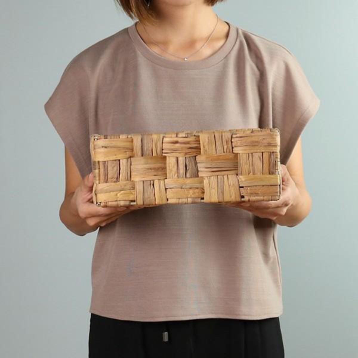 収納ボックス バスケット 約 幅18×奥行26×高11cm かご ウォーターヒヤシンス ( 小物入れ 収納 小物 収納ケース カゴ 卓上収納 インナーボックス 積み重ね スタッキング 棚上収納 アジアン 天然素材 籠 )