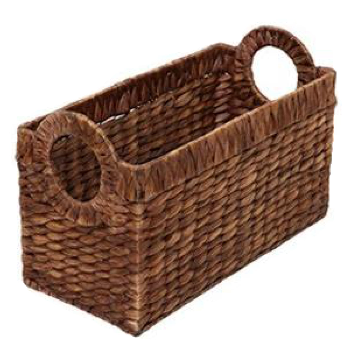 収納 バスケット 持ち手付き 約 幅35×奥行17×高22cm 小物入れ ウォーターヒヤシンス ダークブラウン ( 収納ボックス 小物 収納ケース かご カゴ 自然素材 ナチュラル 籠 リビング収納 本 アジアン ) 【ナチュラル】 ナチュラル