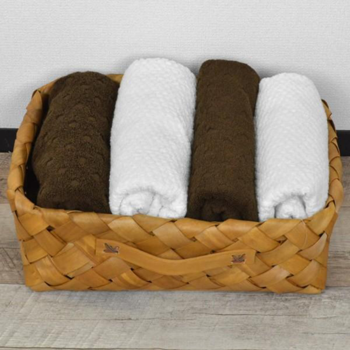 バスケット カラーボックス対応 浅型 ハーフ ウッドチップ 幅36×奥行26×高さ12cm （ 収納バスケット 収納 カゴ 収納ボックス 収納かご 取っ手付き インナーボックス 小物収納 ランドリーバスケット 小物入れ 籠 天然素材 ）