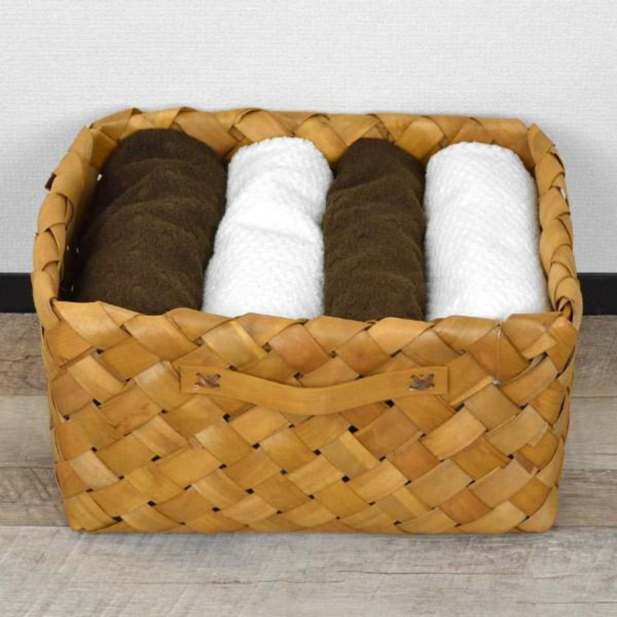 バスケット カラーボックス対応 深型 ウッドチップ 幅36×奥行26×高さ20cm （ 収納バスケット 収納 カゴ 収納ボックス 収納かご 取っ手付き インナーボックス 小物収納 ランドリーバスケット 小物入れ 籠 天然素材 ）