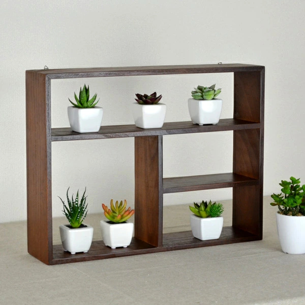 シェルフ 幅45cm チェリーウッド 壁掛け 45×34cm 天然木 ( 木製 ディスプレイラック 収納 棚 壁掛け金具付 ディスプレイ ラック 壁面収納 ウォールシェルフ ナチュラル雑貨 インテリア レトロ ) 【アイボリー】 アイボリー