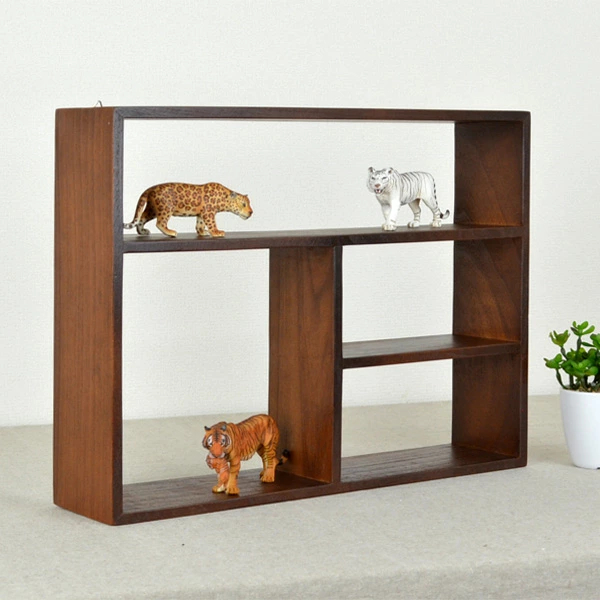 シェルフ 幅45cm チェリーウッド 壁掛け 45×34cm 天然木 ( 木製 ディスプレイラック 収納 棚 壁掛け金具付 ディスプレイ ラック 壁面収納 ウォールシェルフ ナチュラル雑貨 インテリア レトロ ) 【アイボリー】 アイボリー