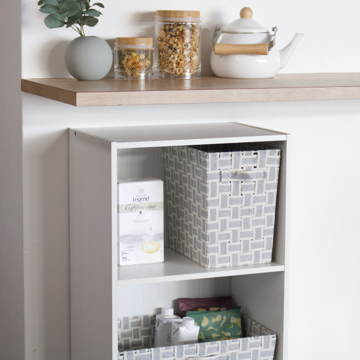 収納ボックス 取っ手付き バスケット 縦ハーフ 布 幅18×奥行26×高さ25.5cm ( カラーボックス インナーボックス 収納 ケース ボックス インナーケース 持ち手付き ファブリック 布製 おしゃれ 引き出し ) 【ライトグレー】 ライトグレー