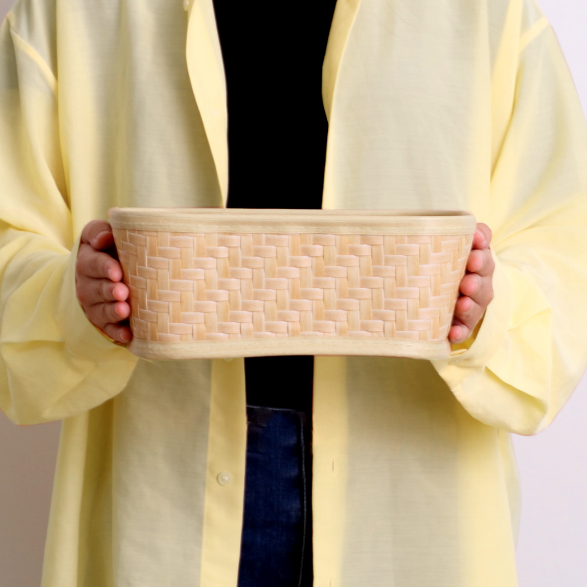 バスケット クローンバンブー 角型 S 洗える 幅27×奥行18.5×高さ12cm ( かご カゴ 籠 竹 フェイク PE 水洗い 天然素材風 収納 小物収納 収納かご 小物入れ おしゃれ 丈夫 キッチン 洗面所 ランドリー 竹かご風 )