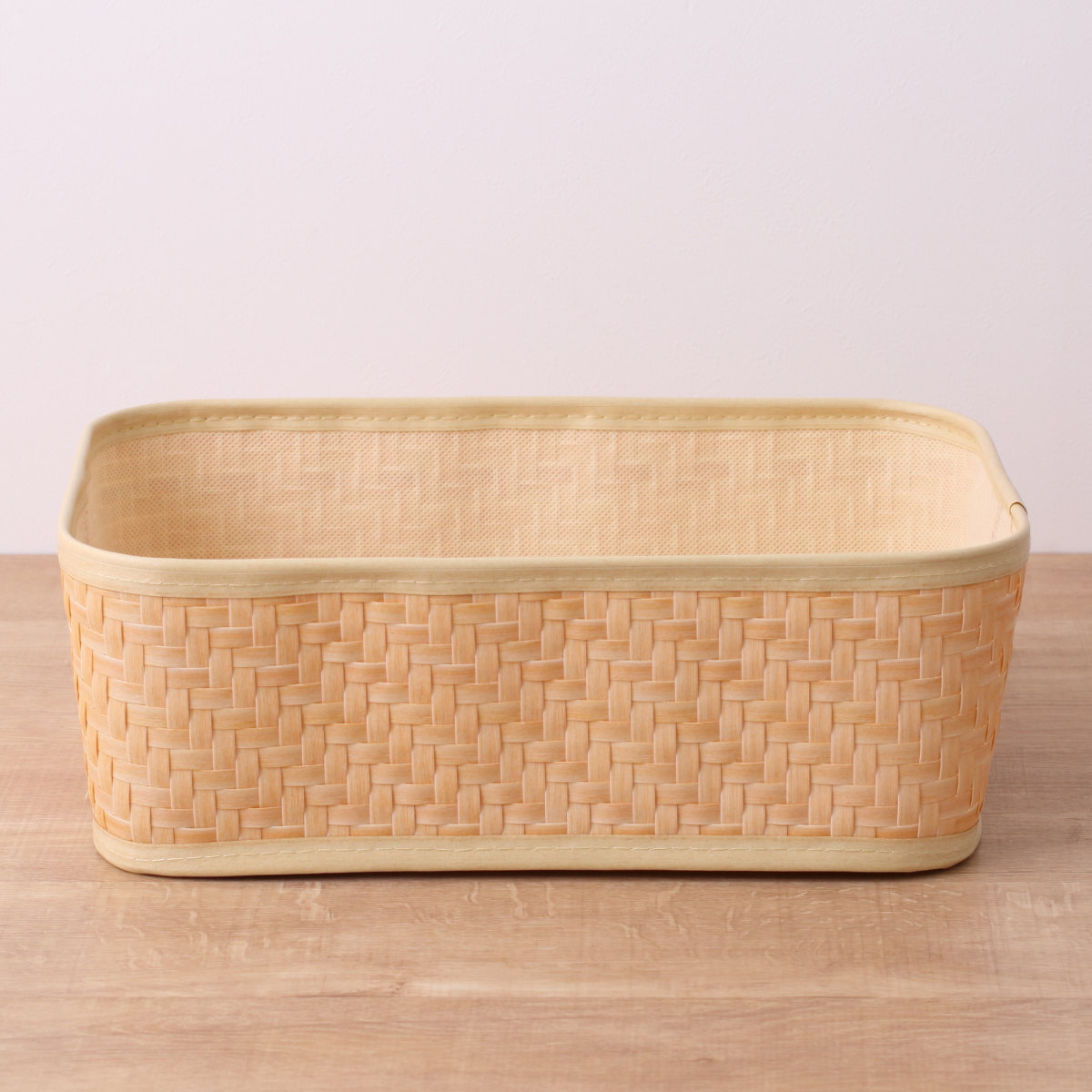 バスケット クローンバンブー 角型 M 洗える 幅38×奥行26×高さ13cm ( かご カゴ 籠 竹 フェイク PE 水洗い 天然素材風 収納 小物収納 収納かご 小物入れ おしゃれ 丈夫 キッチン 洗面所 ランドリー 竹かご風 )