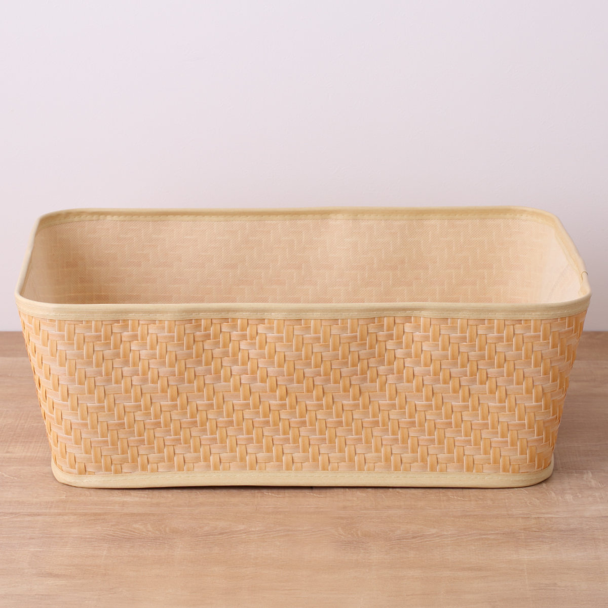 バスケット クローンバンブー 角型 L 洗える 幅54×奥行38×高さ17.5cm ( かご カゴ 籠 竹 フェイク PE 水洗い 天然素材風 収納 小物収納 収納かご 小物入れ おしゃれ 丈夫 キッチン 洗面所 ランドリー 竹かご風 )