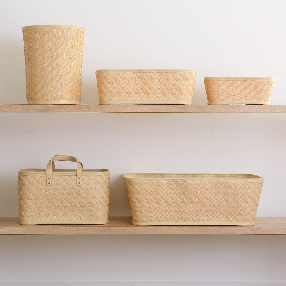 バスケット クローンバンブー 筒型 洗える 直径24×高さ29.5cm ( かご カゴ 籠 竹 フェイク PE 水洗い 天然素材風 収納 小物収納 収納かご 小物入れ おしゃれ 丈夫 キッチン 洗面所 ランドリー 竹かご風 )