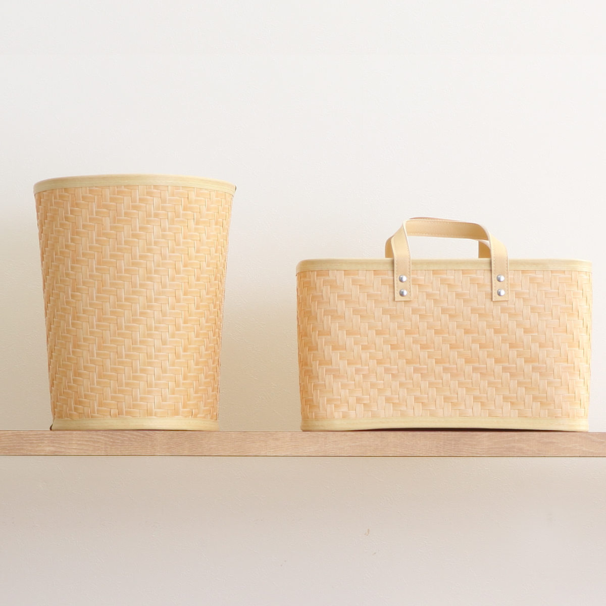 バスケット クローンバンブー 筒型 洗える 直径24×高さ29.5cm ( かご カゴ 籠 竹 フェイク PE 水洗い 天然素材風 収納 小物収納 収納かご 小物入れ おしゃれ 丈夫 キッチン 洗面所 ランドリー 竹かご風 )