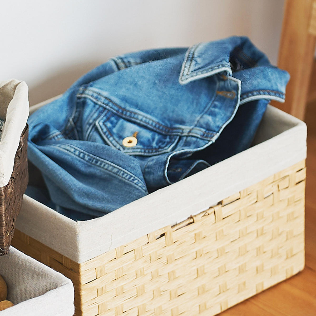 カゴ 収納ボックス ペーパー バスケット 布付き 収納 幅36×奥行26×高さ10cm ( 収納ケース 小物収納 卓上 小物 卓上収納 インナーボックス 棚上収納 ナチュラル かご 籠 カラーボックス 衣類収納 リビング収納 ) 【ベージュ】 ベージュ