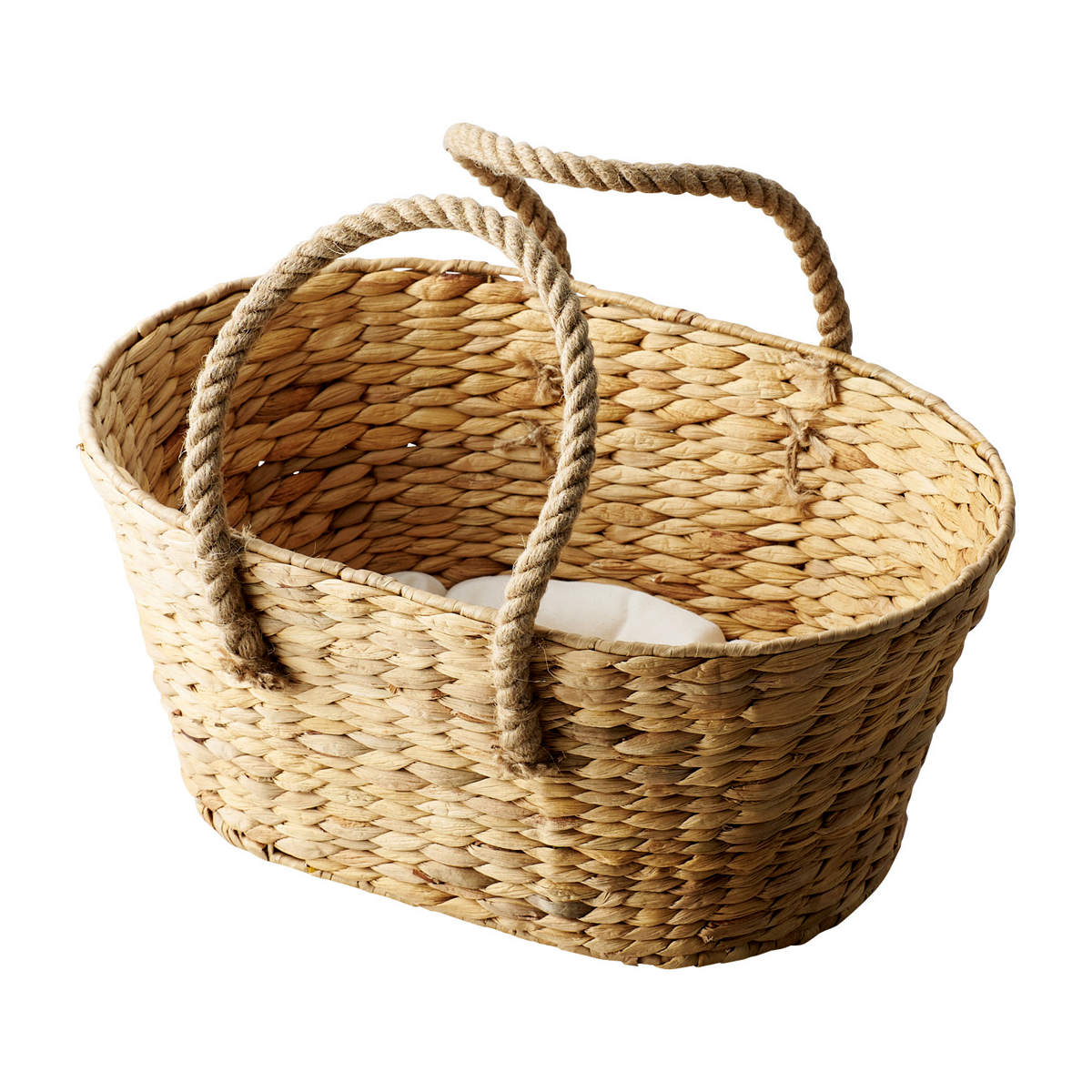 ペット ベッド ヒヤシンス ハンドル付きバスケット ( ペットベッド 犬 クッション付き 猫 天然素材 バスケット ペット用バスケット かご ペット用ベッド 犬用 猫用 ペット用 ナチュラル おしゃれ ベッドカゴ ハンドル付 小動物 夏 )