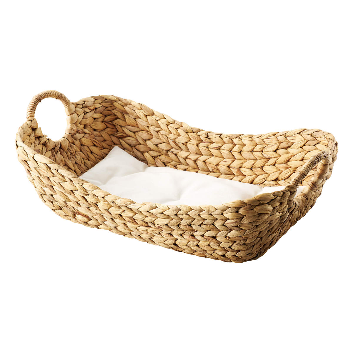 ペットベッド ヒヤシンス バスケット フラット ( ペットベッド 犬 クッション付き 猫 天然素材 バスケット ペット用バスケット かご ペット用ベッド 犬用 猫用 ペット用 ナチュラル おしゃれ ベッドカゴ ハンドル付 小動物 夏 )