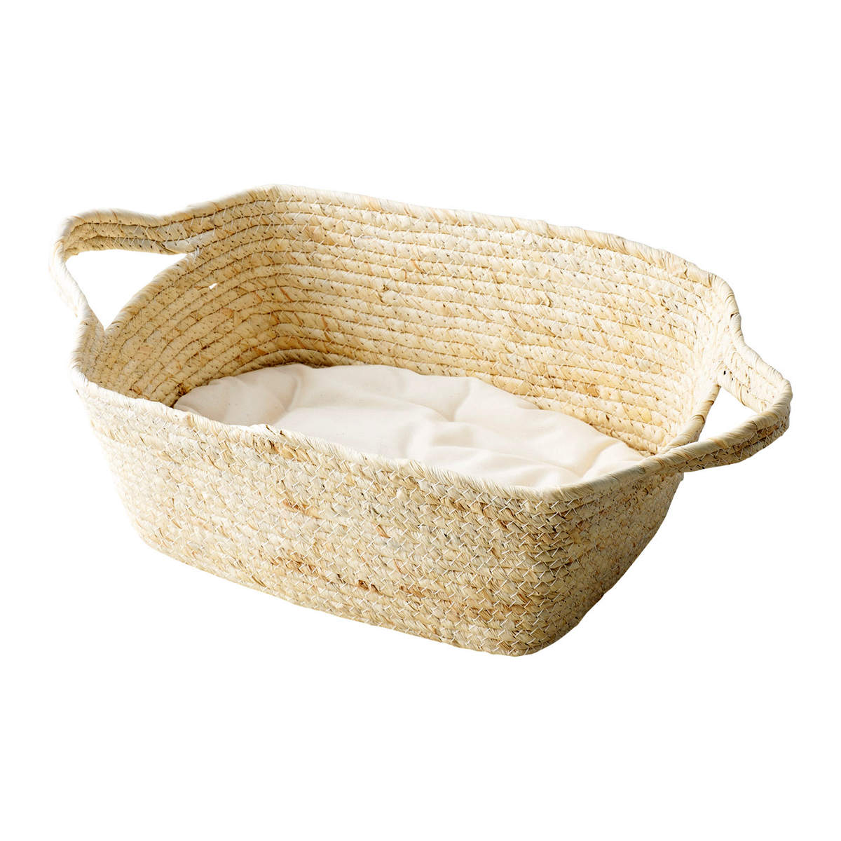 ペット ベッド メイズ クッション 天然素材 バスケット ( ペットベッド 犬 クッション付き 猫 天然素材 バスケット ペット用バスケット かご ペット用ベッド 犬用 猫用 ペット用 ナチュラル おしゃれ ベッドカゴ ハンドル付 小動物 )