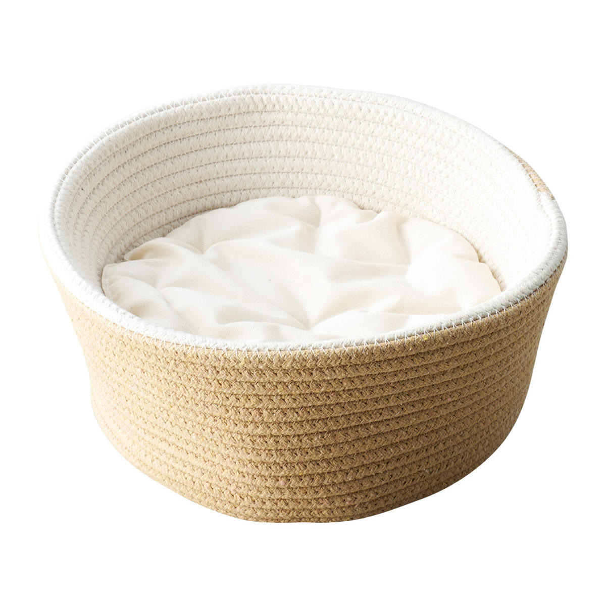 ペットベッド コットン クッション バスケット 畳める ( 犬 クッション付き 猫 ペット用バスケット かご ペット用ベッド 犬用 猫用 ペット用 ナチュラル おしゃれ ベッドカゴ ハンドル付 小動物 夏 )