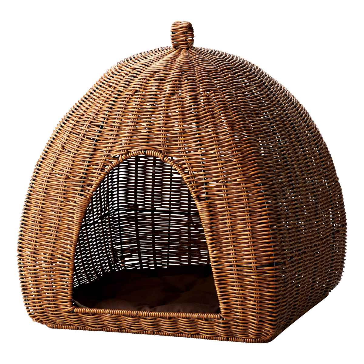 ペットハウス チグラ PPラタン ベッド （ ペットベッド ドーム型 犬 クッション付き 猫 天然素材 バスケット ペットベット かご ペット用ベッド 犬用 猫用 ペット用 ナチュラル おしゃれ ベッドカゴ ハンドル付 小動物 夏 ）