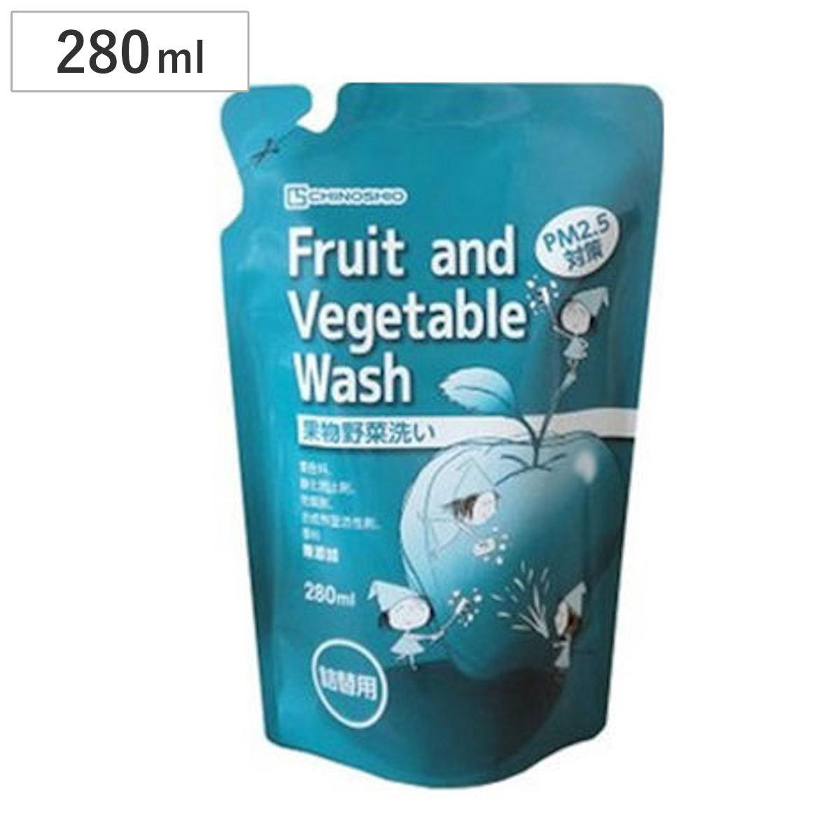 果物野菜洗い 野菜洗浄剤 フルーツ&ベジタブルウォッシュ 詰め替え用 280ml ( 生野菜用 野菜洗い 果物洗い 洗剤 洗浄剤 くだもの洗い 洗う フルーツ 果物 青果洗い 青果 葉物野菜 果物用 野菜用 台所用洗剤 液体洗剤 )