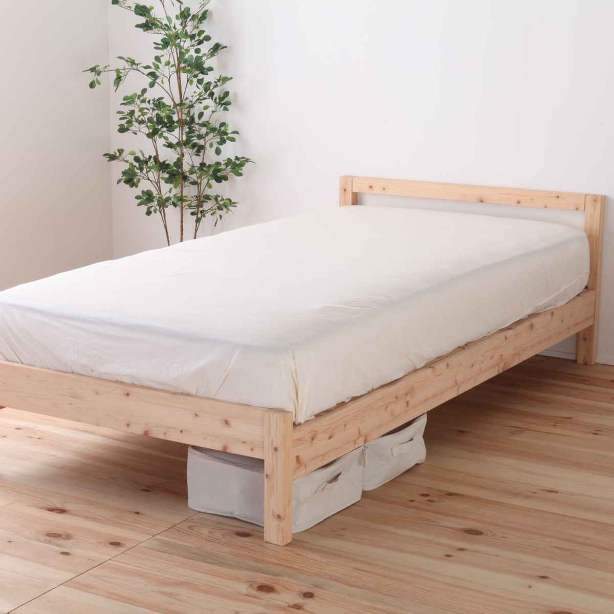 繊細すのこベッド セミダブル シンプルデザイン 国産ひのき 天然木
