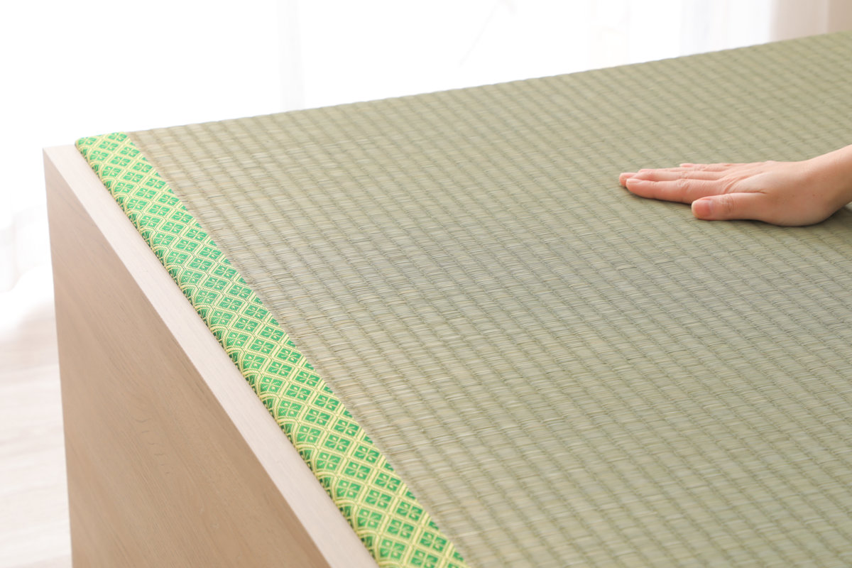 連結ベッド シングル ロータイプ 天然い草 小上がり風 日本製 ( ベッド 連結 畳ベッド 小上がり い草 たたみ 収納 すのこ 和モダン ウォールナットブラウン オークナチュラル 低ホルマリン マット ) 【オークナチュラル】 オークナチュラル