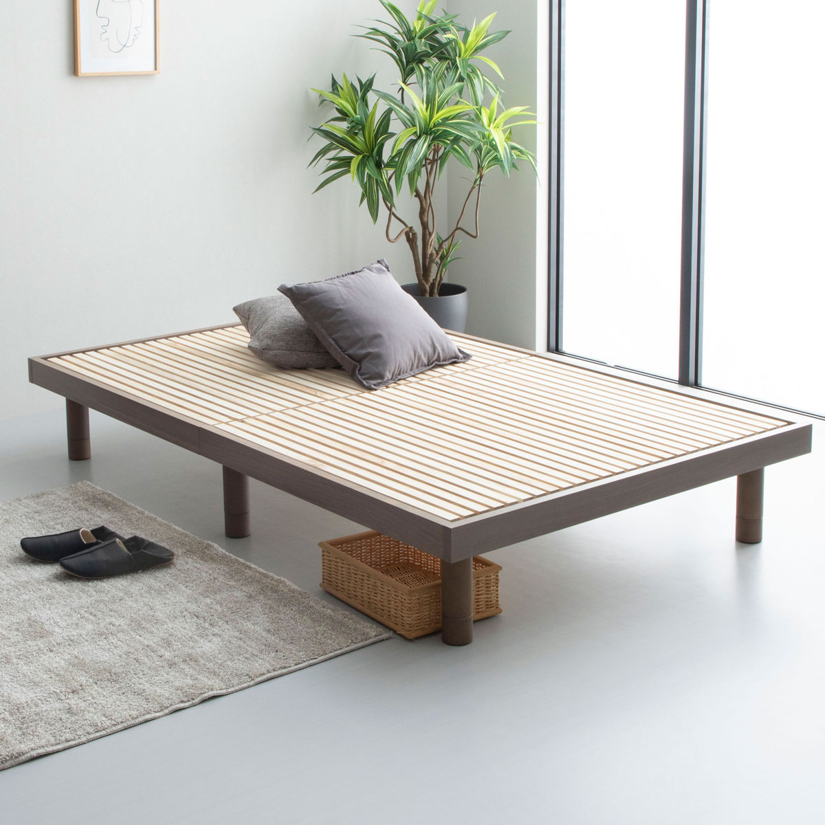 すのこベッド シングル 桐製 天然木 簡単組立 susu ( ベッド 高さ調節 すのこ 木製 桐 組み立て簡単 ベッドフレーム 4段階 調節 寝具 グレー ナチュラル ) 【ナチュラル】 ナチュラル