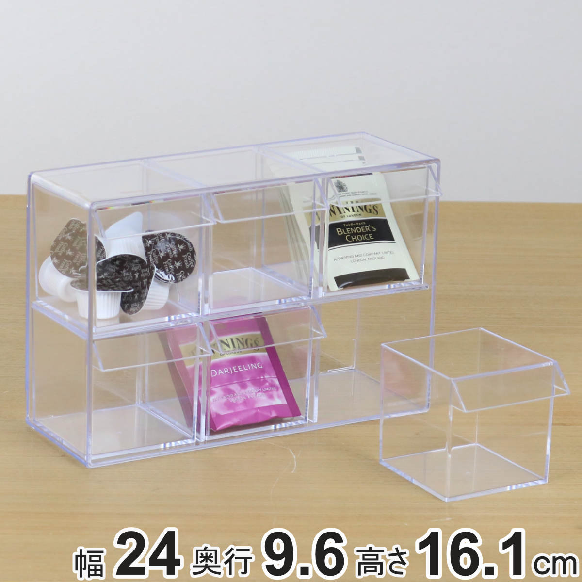 小物入れ 引き出し ミニ プラスチック クリア 卓上 透明 収納 2段×3列 デスコシリーズ ( 約 幅24×奥行9.6×高さ16.1cm 小物収納 小物ケース 小物 アクセサリー コレクション ケース 卓上収納 日本製 コレクションケース )