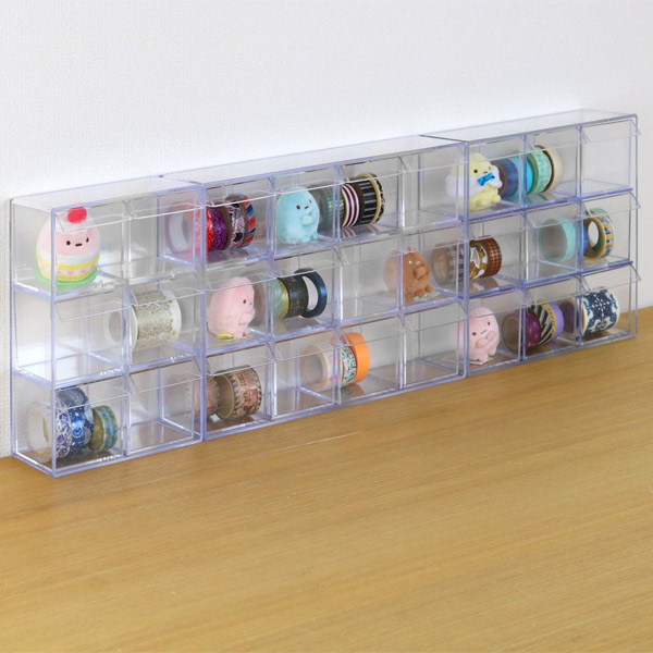 小物入れ 引き出し ミニ プラスチック クリア 卓上 透明 収納 2段×3列 デスコシリーズ ( 約 幅24×奥行9.6×高さ16.1cm 小物収納 小物ケース 小物 アクセサリー コレクション ケース 卓上収納 日本製 コレクションケース )