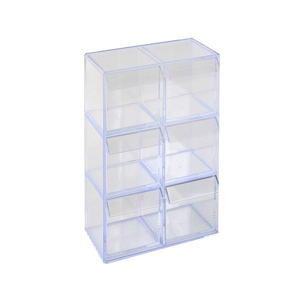 小物入れ 引き出し ミニ プラスチック クリア 卓上 透明 収納 2段×3列 デスコシリーズ ( 約 幅24×奥行9.6×高さ16.1cm 小物収納 小物ケース 小物 アクセサリー コレクション ケース 卓上収納 日本製 コレクションケース )
