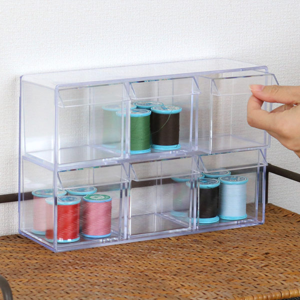 小物入れ 引き出し ミニ プラスチック クリア 卓上 透明 収納 2段×3列 デスコシリーズ ( 約 幅24×奥行9.6×高さ16.1cm 小物収納 小物ケース 小物 アクセサリー コレクション ケース 卓上収納 日本製 コレクションケース )
