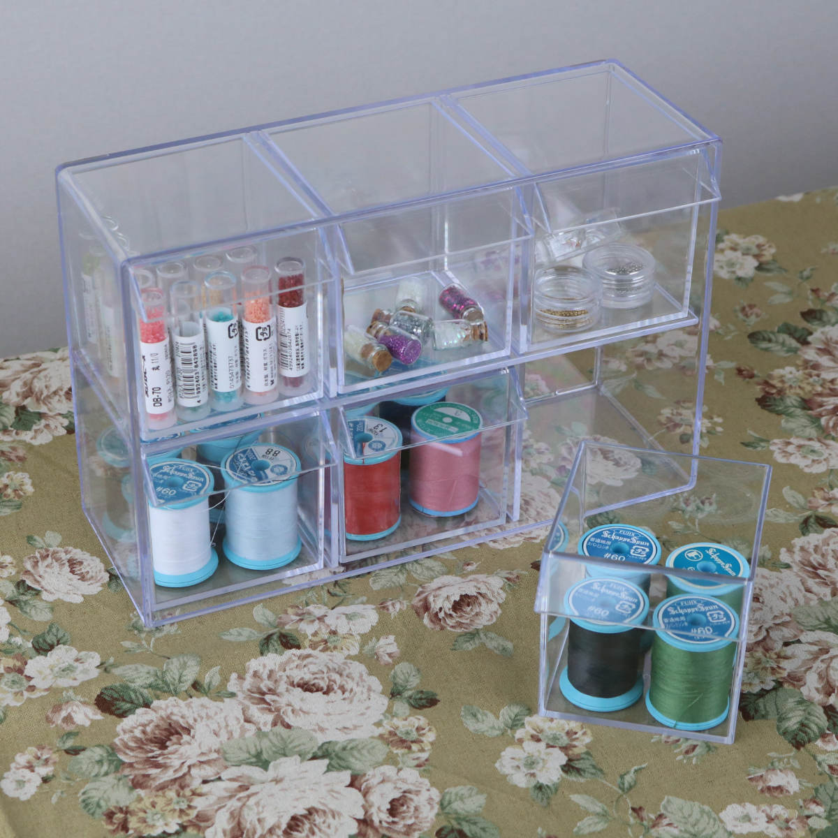 小物入れ 引き出し ミニ プラスチック クリア 卓上 透明 収納 2段×3列 デスコシリーズ ( 約 幅24×奥行9.6×高さ16.1cm 小物収納 小物ケース 小物 アクセサリー コレクション ケース 卓上収納 日本製 コレクションケース )