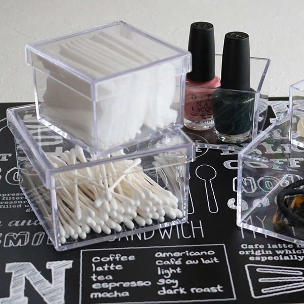 クリアケース ふた付き 小物ケース 透明 収納 デスコシリーズ 約 幅7.6×奥行7.6×高さ5.3cm ( 小物収納 小物入れ 収納ケース 日本製 プラスチック フタ付き 小物 アクセサリー コレクション ケース 卓上収納 仕分け 整理整頓 )