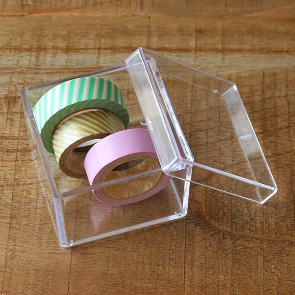 クリアケース ふた付き 小物ケース 透明 収納 デスコシリーズ 約 幅7.6×奥行7.6×高さ5.3cm ( 小物収納 小物入れ 収納ケース 日本製 プラスチック フタ付き 小物 アクセサリー コレクション ケース 卓上収納 仕分け 整理整頓 )