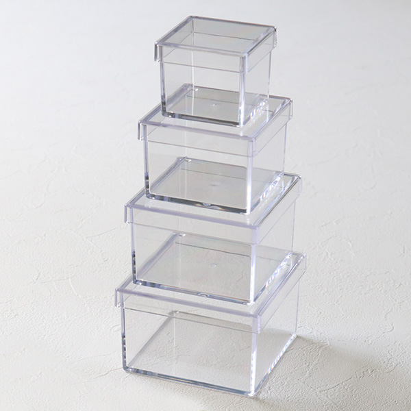 クリアケース ふた付き 15個セット 透明 収納 デスコシリーズ 約 幅8.8×奥行8.8×高さ5.7cm ( 小物収納 小物入れ 収納ケース 日本製 プラスチック フタ付き 小物 アクセサリー コレクション ケース 卓上収納 仕分け 整理整頓 )