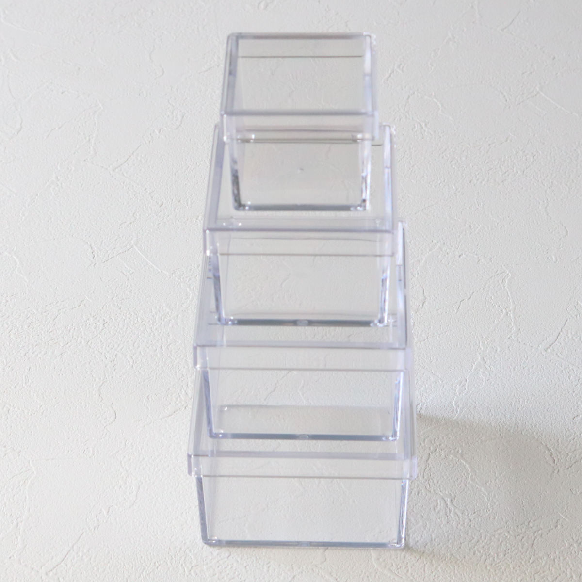 クリアケース ふた付き 15個セット 透明 収納 デスコシリーズ 約 幅8.8×奥行8.8×高さ5.7cm ( 小物収納 小物入れ 収納ケース 日本製 プラスチック フタ付き 小物 アクセサリー コレクション ケース 卓上収納 仕分け 整理整頓 )