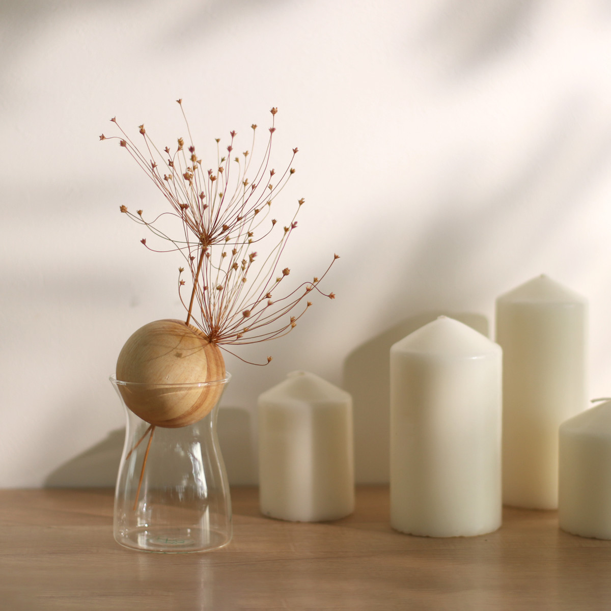 花瓶 visco ビスコ 直径7×高さ13cm S フラワーベース ( 花ビン 花びん 花器 ベース ガラスベース フラワー 花 飾る 一輪挿し 花入れ ガラス ガラス製 ハンドメイド 手作り クリア 透明 細口 天然木 木製 )