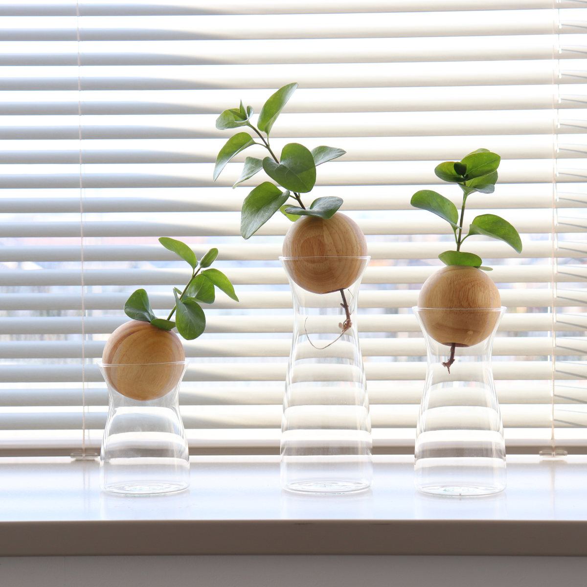 花瓶 visco ビスコ 直径7×高さ21cm L フラワーベース ( 花ビン 花びん 花器 ベース ガラスベース フラワー 花 飾る 一輪挿し 花入れ ガラス ガラス製 ハンドメイド 手作り クリア 透明 細口 天然木 木製 )