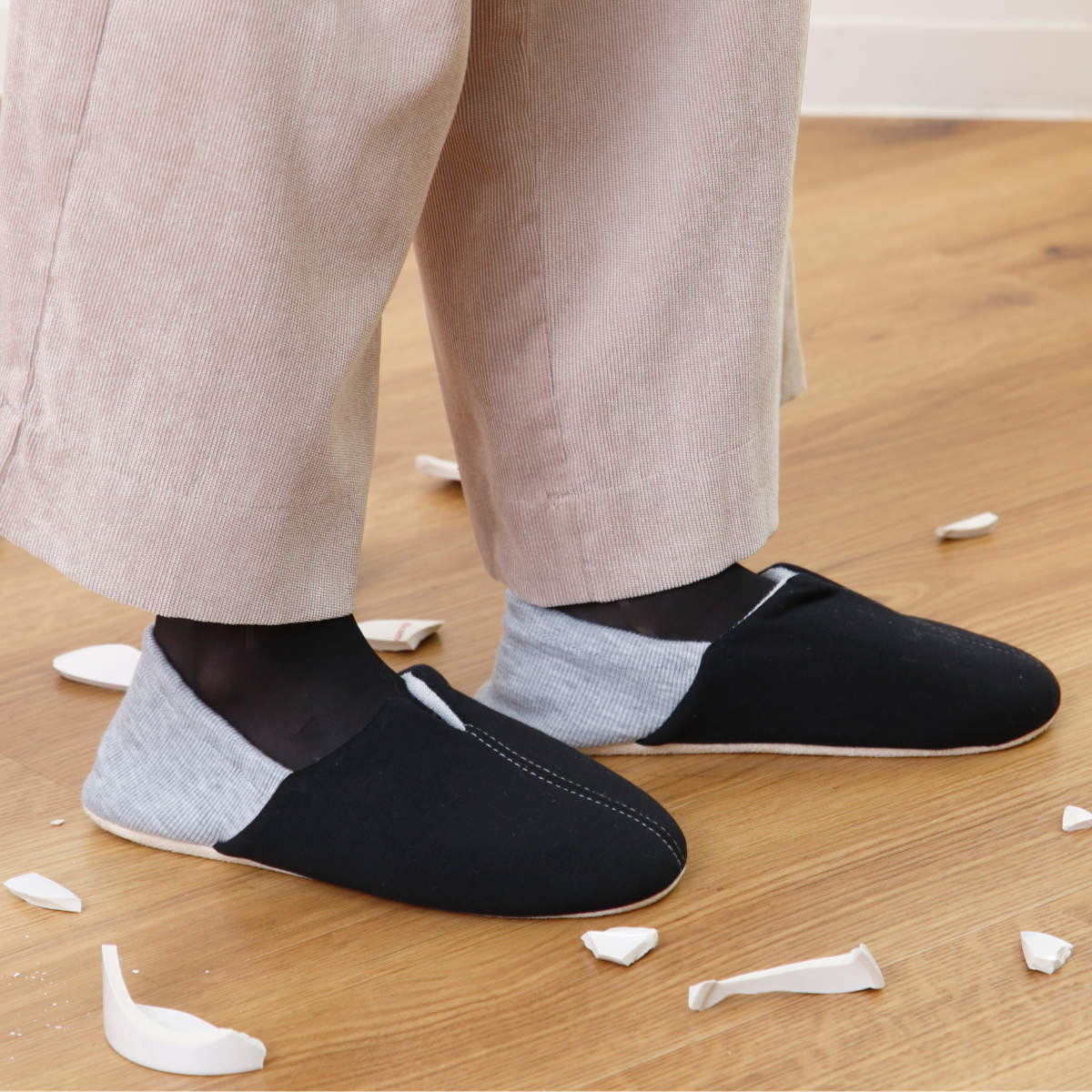 防災スリッパ L 足まもりっぱ 洗える ( 防災 ルームシューズ ルームスリッパ かかと付き スリッパ 踏み抜き防止 折り畳み 25~27cm メンズ バブーシュ 前詰まり 無地 男性 震災 災害 非常時 携帯 防災グッズ 静音 おしゃれ )