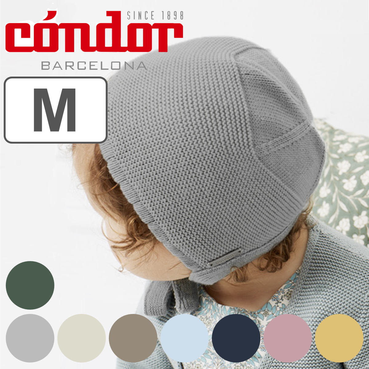 ボンネット condor ベビー 6～12ヶ月 Garter stitch Bonnet （ コンドル ベビー用 ガータースティッチ  ベビー用ボンネット 帽子 紐付き ニット帽 ガーター編み 防寒 キッズ 赤ちゃん あったかい 綿 コットン ）  【410Azulbebe（6ヶ月‐12ヶ月）】