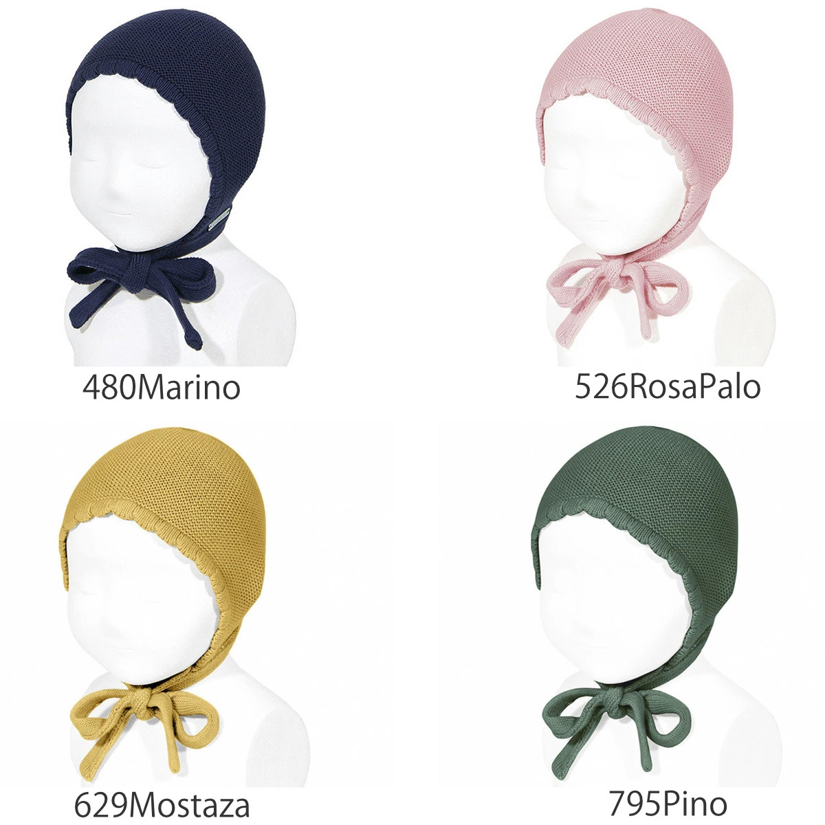 ボンネット condor ベビー 6～12ヶ月 Garter stitch Bonnet （ コンドル ベビー用 ガータースティッチ  ベビー用ボンネット 帽子 紐付き ニット帽 ガーター編み 防寒 キッズ 赤ちゃん あったかい 綿 コットン ）  【410Azulbebe（6ヶ月‐12ヶ月）】