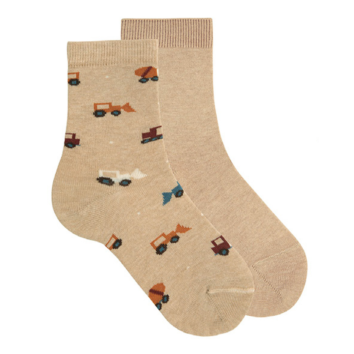 靴下 condor 2足セット トラック柄 プレーン ステッチ ソックス 17~19.5cm ( コンドル 子ども用靴下 キッズ くつ下 くつした 子ども用 丈夫 スペイン製 キッズ用 おしゃれ ギフト 働く車 無地 ) 【トゥロン】 トゥロン