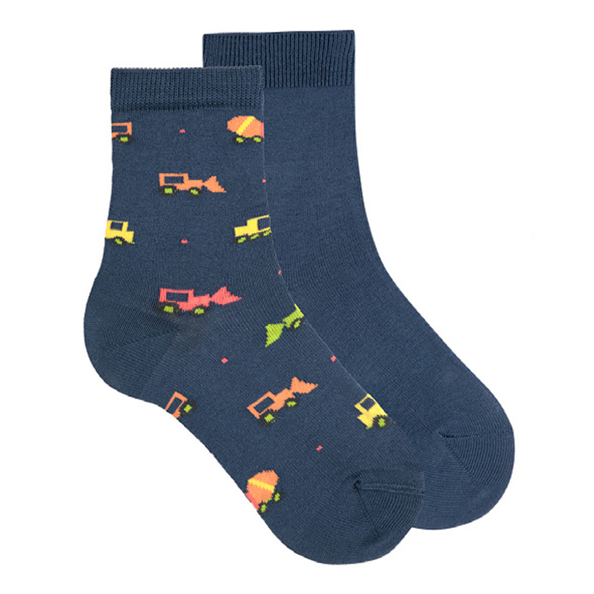 靴下 condor 2足セット トラック柄 プレーン ステッチ ソックス 17~19.5cm ( コンドル 子ども用靴下 キッズ くつ下 くつした 子ども用 丈夫 スペイン製 キッズ用 おしゃれ ギフト 働く車 無地 ) 【トゥロン】 トゥロン