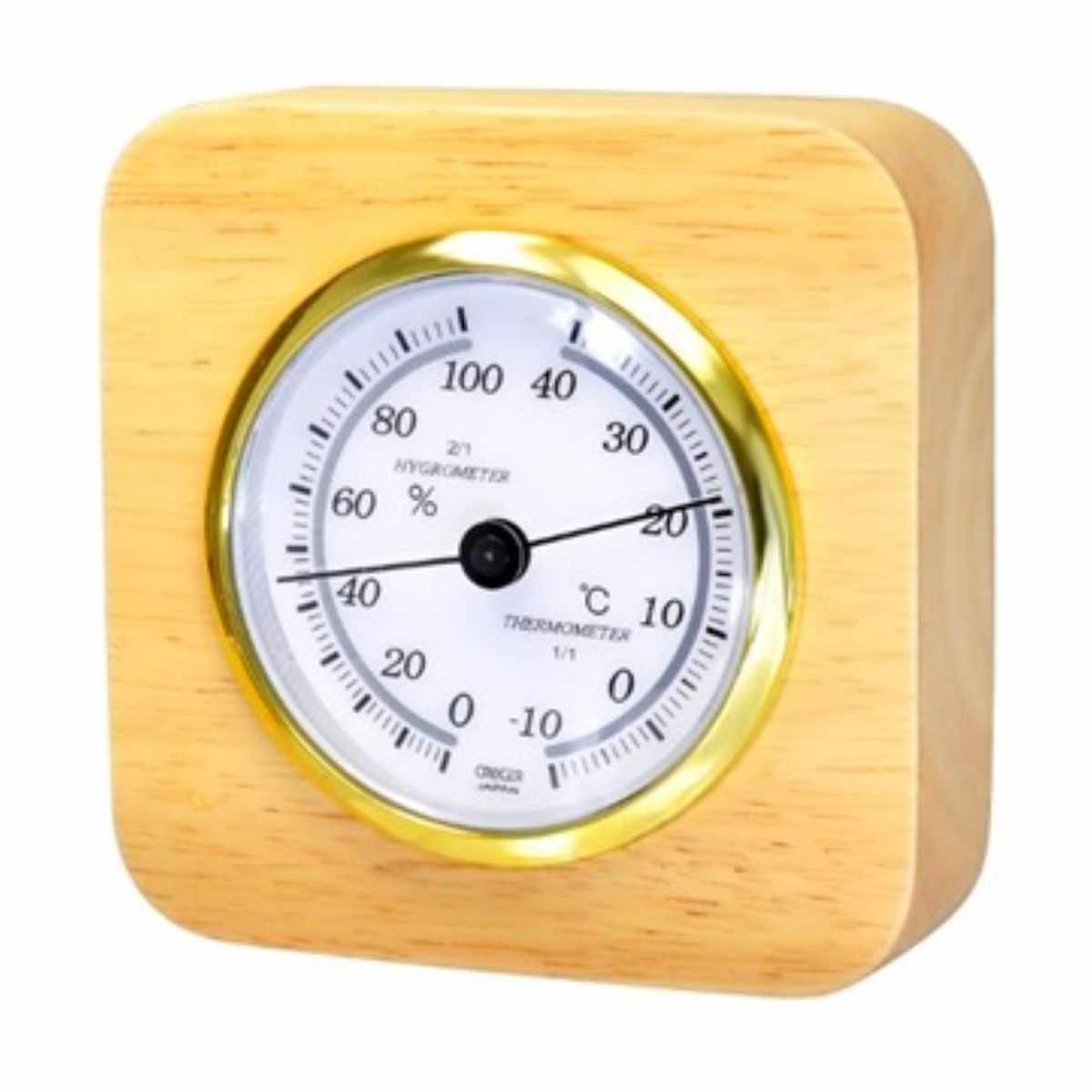 温度計 湿度計 温湿度計 おしゃれ アナログ温湿度計 日本製 （ 測定器 温度 湿度 天然木 コンパクト 置き掛け兼用 壁掛け フック穴付き 温度湿度計 インテリア 赤ちゃん 乾燥 ウイルス 熱中症 対策 ）