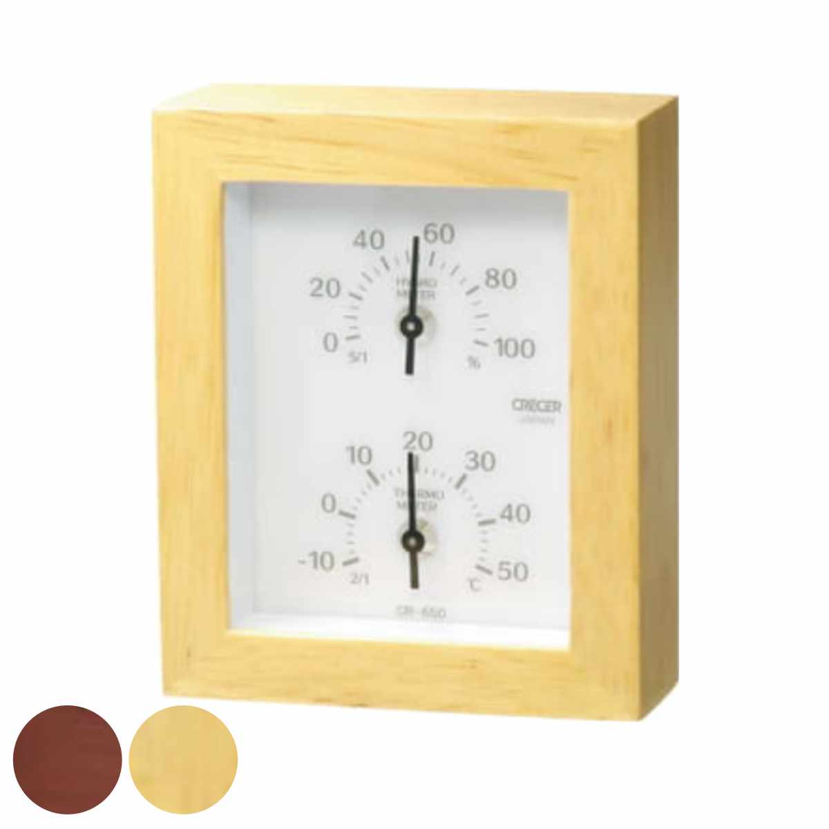 温湿度計 壁掛け 卓上 天然木 日本製 （ アナログ温湿度計 測定器 温度 湿度 置き掛け兼用 おしゃれ インテリア コンパクト 温度湿度計 赤ちゃん 乾燥 ウイルス 熱中症 対策 ） 【ナチュラル】