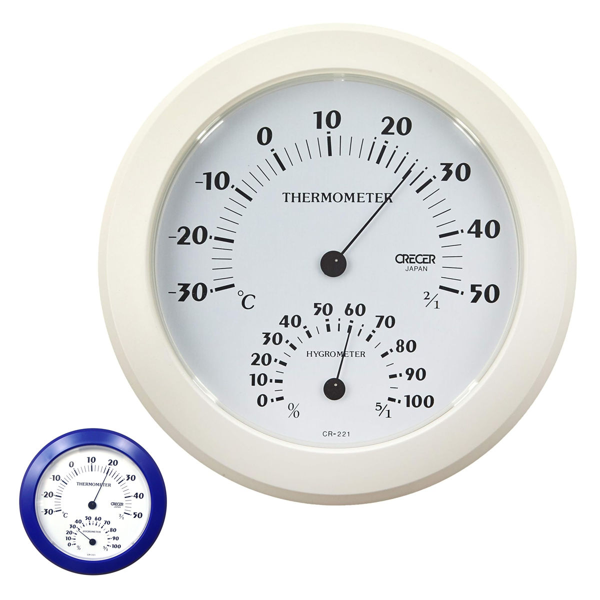 温湿度計 壁掛け用 日本製 （ 温度計 湿度計 アナログ 温度 湿度 測定器 温度湿度計 大型 文字盤 見やすい 壁掛け アナログ温湿度計 赤ちゃん 乾燥 ウイルス 熱中症 対策 オフィス 業務用 家庭用 ） 【ブルー】
