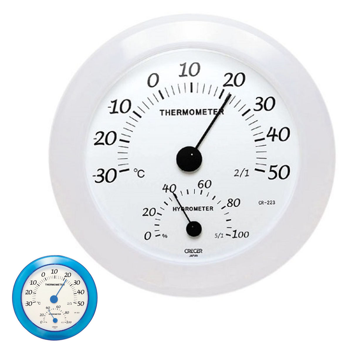 温湿度計 壁掛け用 日本製 （ 温度計 湿度計 アナログ 温度 湿度 測定器 温度湿度計 大型 文字盤 見やすい 壁掛け アナログ温湿度計 赤ちゃん 乾燥 ウイルス 熱中症 対策 オフィス 業務用 家庭用 ） 【ブルー】