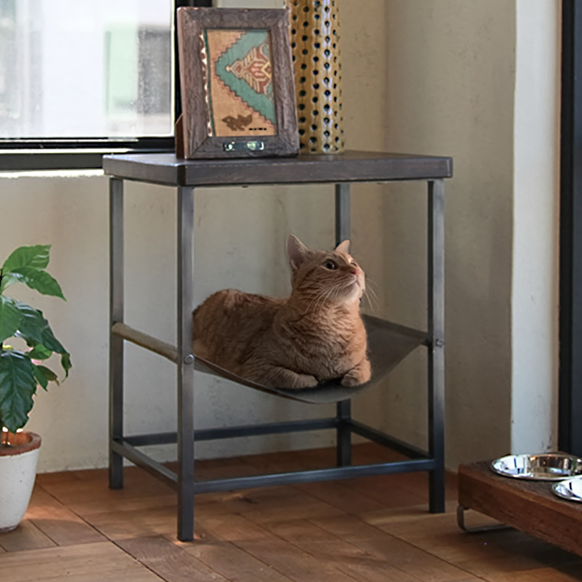 テーブル 猫 ハンモックテーブル LOW （ サイドテーブル ハンモック ペット ベッド 小物収納 アイアン おしゃれ 机 猫ベッド ペットベッ