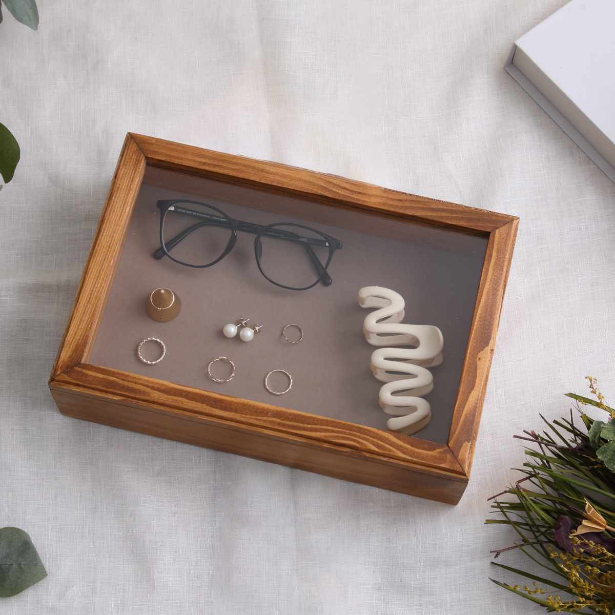 アクセサリーケース ナインマーケ パイン スタッキングアクセサリーケース S ( ディスプレイケース シュエリーボックス アクセサリー収納 木製 ガラス蓋 NEINMARKE ディスプレイ コレクションケース 収納ケース おしゃれ 天然木 )