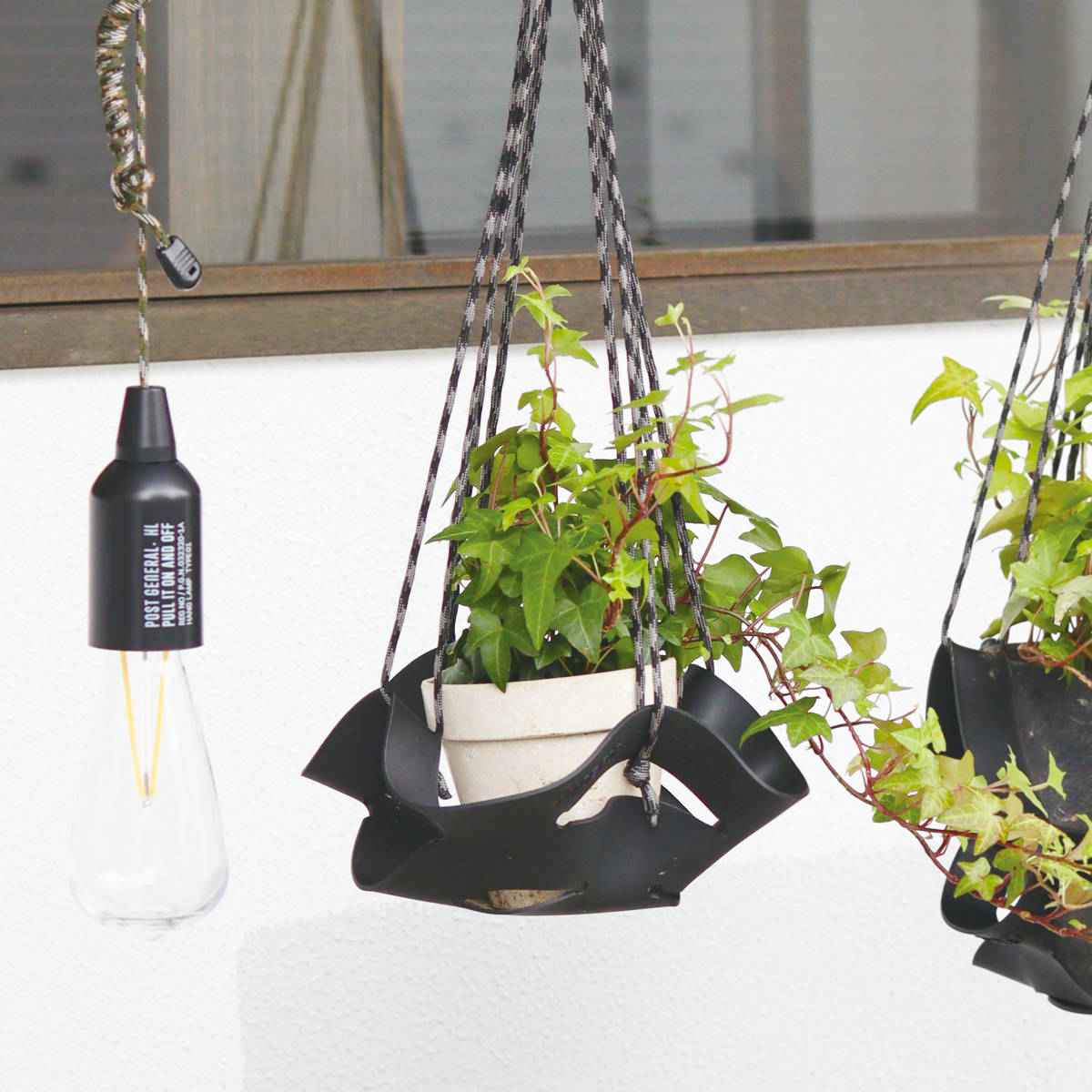 鉢カバー ラバー ポットハンガー S ( 鉢ポット バスケット 収納 プランターカバー ハンギングポット ラバー素材 プラントハンガー 4号 3号 Sサイズ クール ) 【ブラック】 ブラック