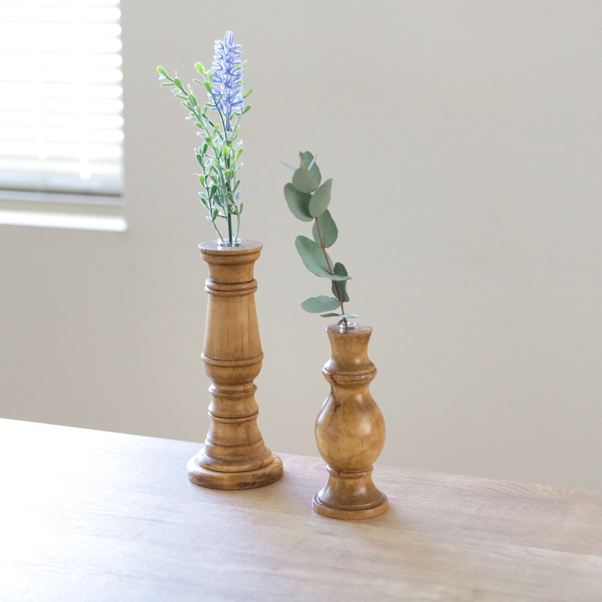 花瓶 ナインマーケ パイン 一輪挿し S ( 花びん 花器 ベース フラワーベース フラワー 花 飾る 天然木 ガラスベース スタンド型 スタンド ハンドメイド シリンダーガラス )