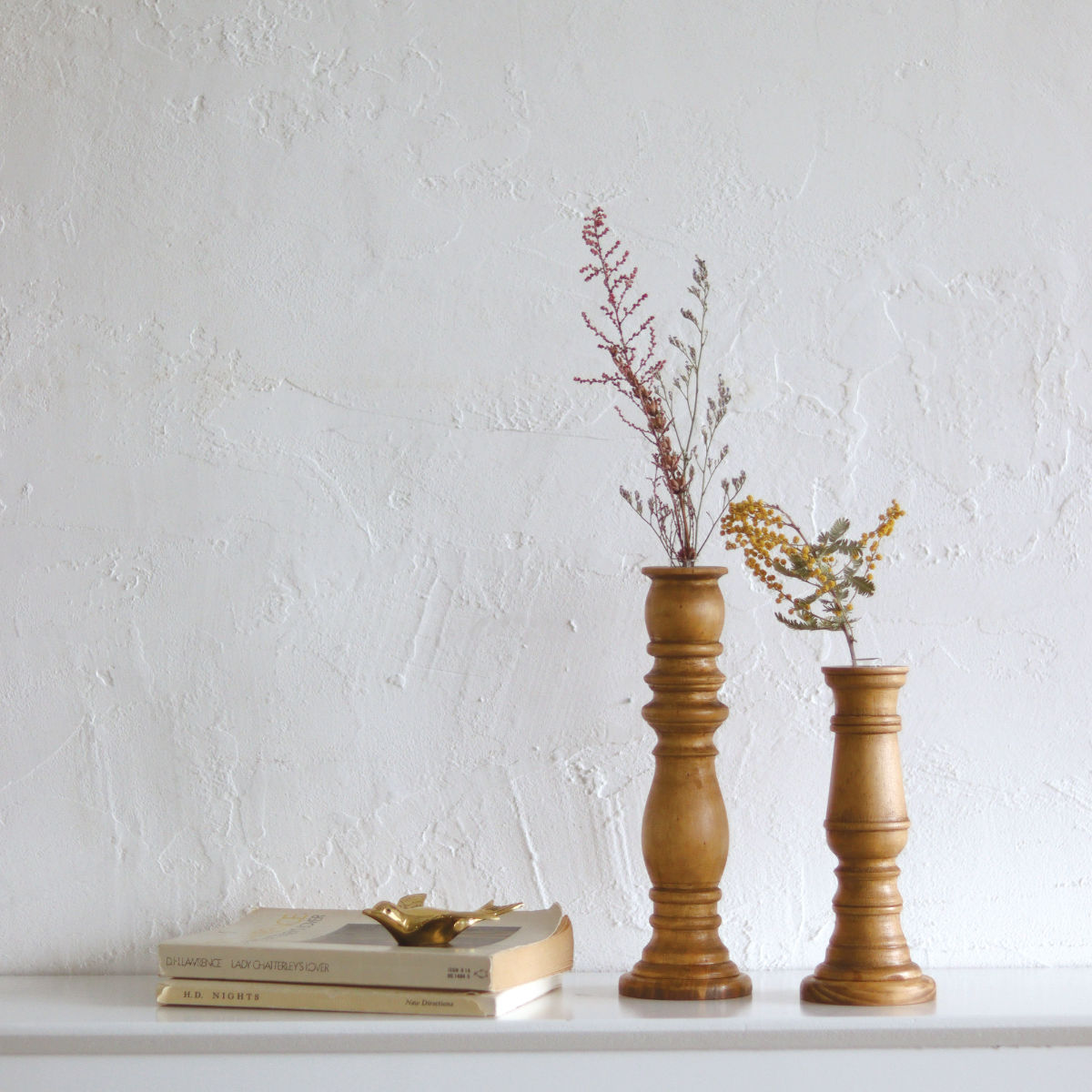 花瓶 ナインマーケ パイン 一輪挿し S ( 花びん 花器 ベース フラワーベース フラワー 花 飾る 天然木 ガラスベース スタンド型 スタンド ハンドメイド シリンダーガラス )