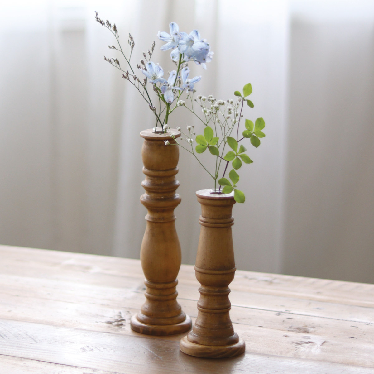 花瓶 ナインマーケ パイン 一輪挿し S ( 花びん 花器 ベース フラワーベース フラワー 花 飾る 天然木 ガラスベース スタンド型 スタンド ハンドメイド シリンダーガラス )