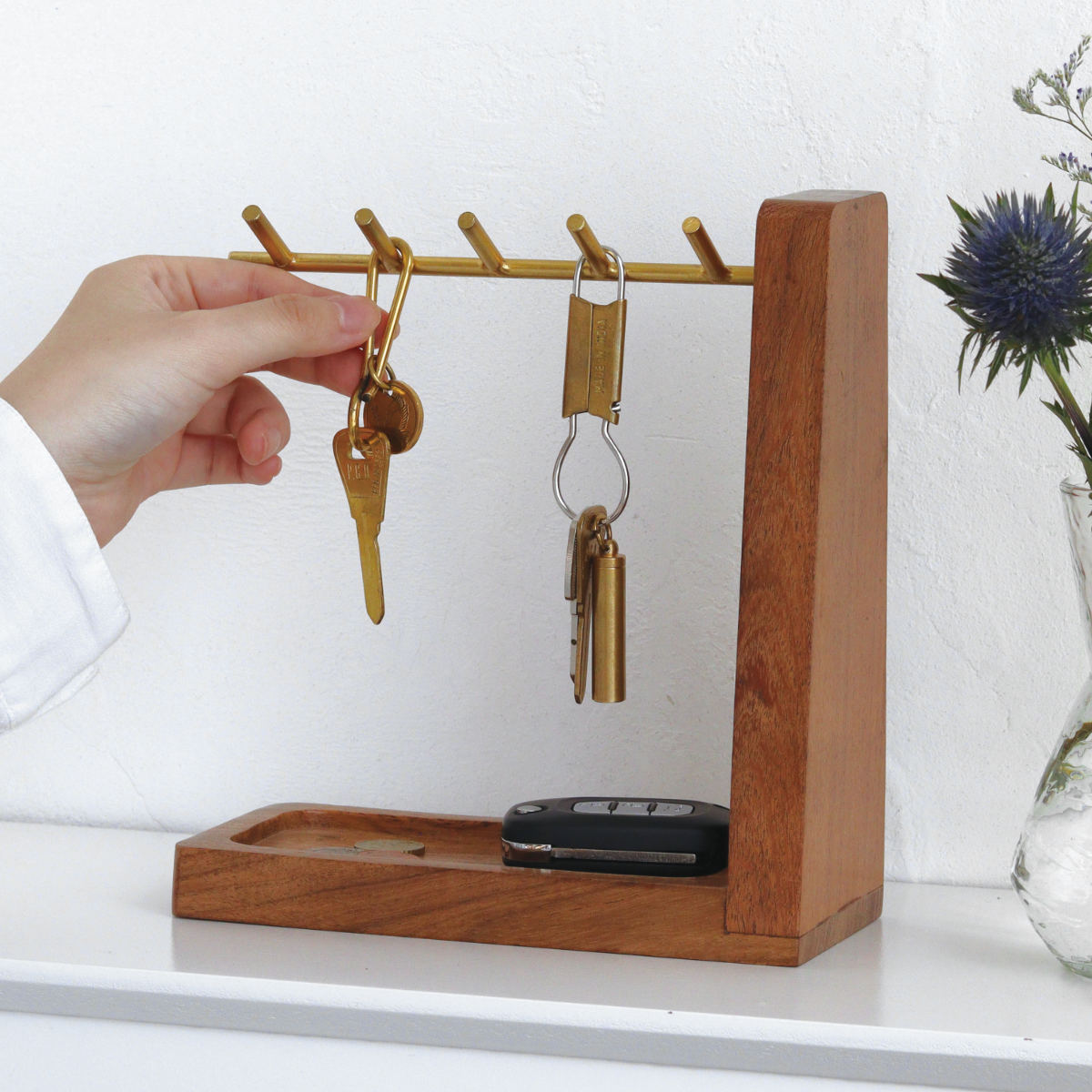 アルテン キースタンド 天然木 アイアン ( 鍵 キー 収納 木製 アクセサリースタンド おしゃれ ゴールド トレー ネックレス ピアス 腕時計 小物入れ インテリア スタンド かわいい 玄関 ニッチ ディスプレイ )